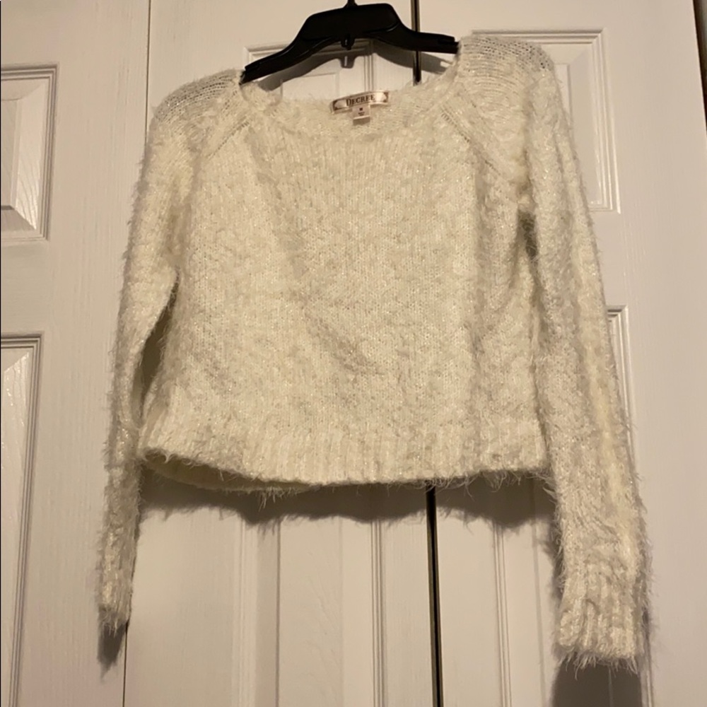 White sparkly crop top sweater